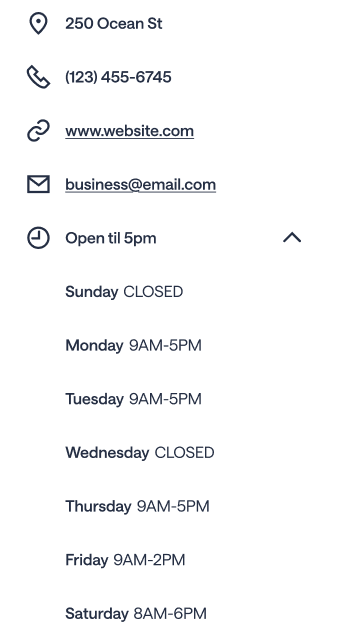 Additional business info experiment on SEO page